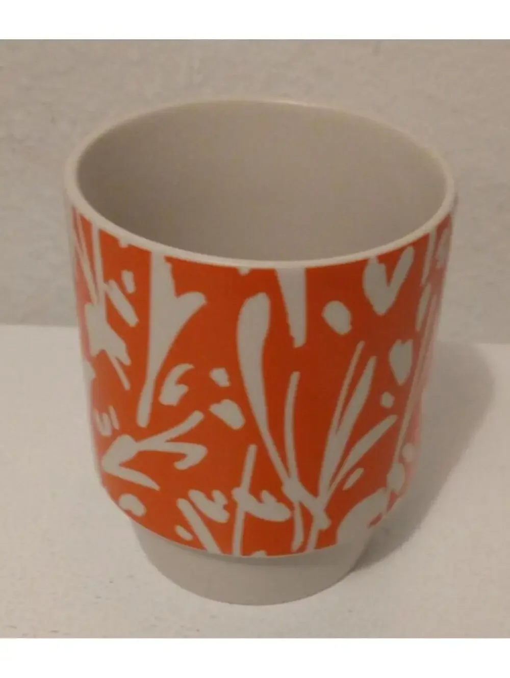 Starbucks Coffee Mug 2016 Orange White Spring Flowers Floral Matte 12 oz EUC